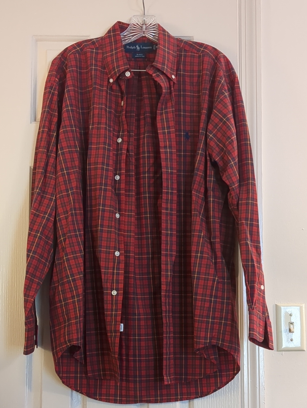 Ralph Lauren "Blake" Red and Navy Plaid Button-Down Shirt